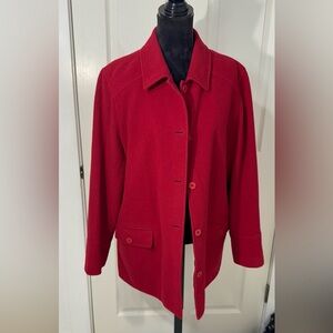 Red Wool‎ Blend Pea Coat Button Down Jacket Women’s 16
